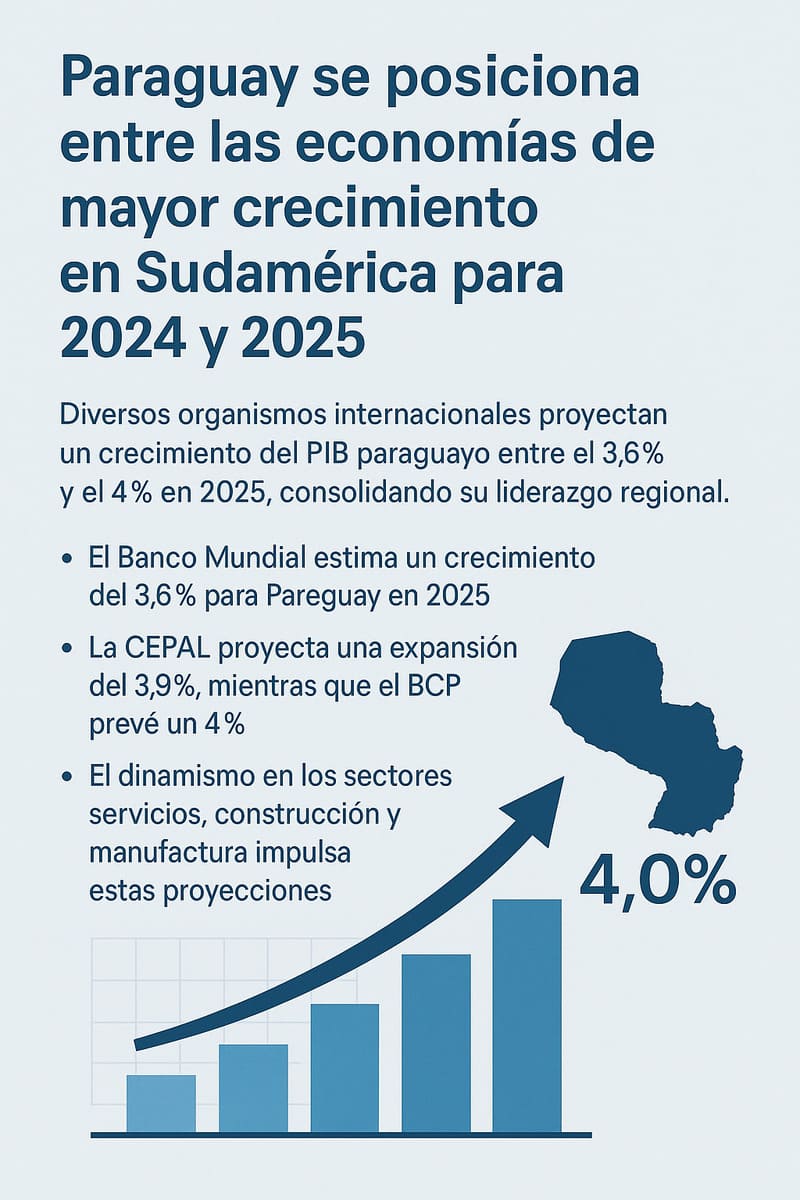 Paraguay se posiciona entre las economías de mayor crecimiento en Sudamérica para 2024 y 2025